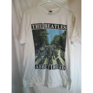 Vintage The Beatles Abbey Road‎ Graphic Print Music Band T-Shirt White Large